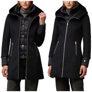 Soia & Kyo Rooney Mixed Media Wool Blend Coat With Quilted Puffy Bib Insert